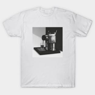 Coffee Vintage Monochrome Pointillism Machine T-Shirt